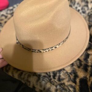 Jessica Simpson Camel Fedora with Animal Print Band